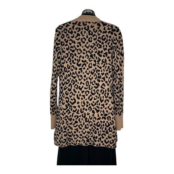 KAISLEY Leopard Print Cardigan Duster Size Small Tan Brown Black - Picture 5 of 7